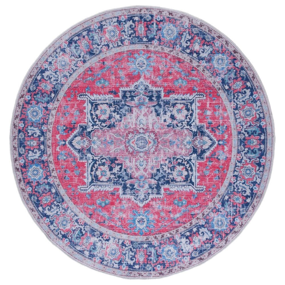 Safavieh Serapi SEP323 6"7" Round Red and Navy Area Rug, , large