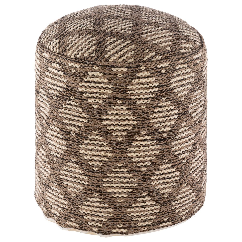 Surya Inc Voyage Pouf in Camel/Beige/Black, , large