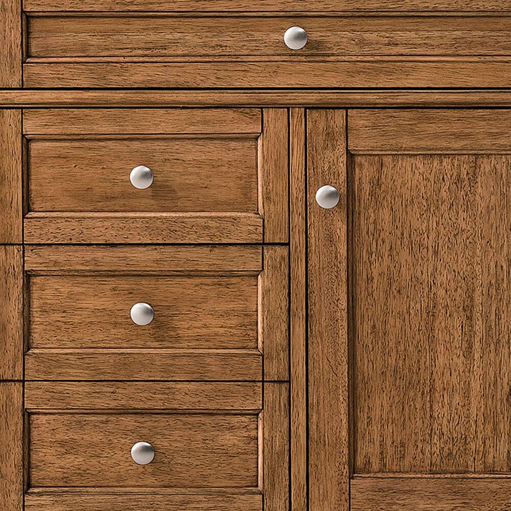 James Martin Vanities Brittany 36&quot; Single Bathroom Vanity in Saddle Brown with Single Hole 3 cm White Zeus Quartz Top and Rectangular Sink, , large