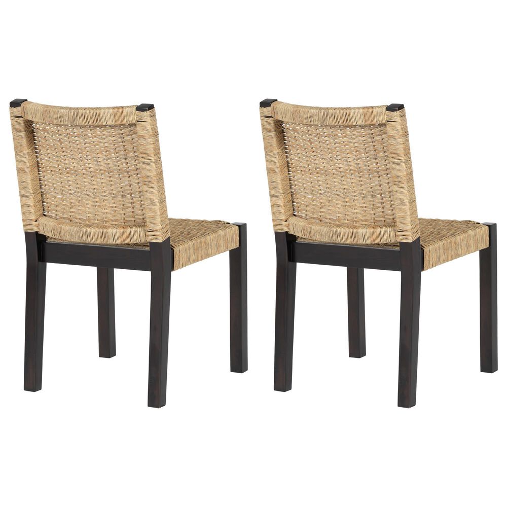 Hearth and Haven Indoor/Outdoor Side Chair with Rattan Backrest in Wanut (Set of 2), , large