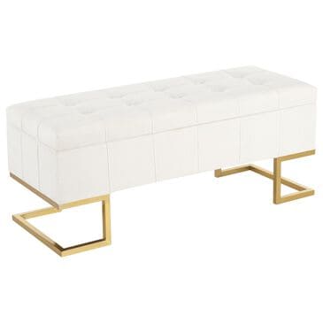Lumisource Midas Storage Bench with White Velvet Cushion in Gold, , large