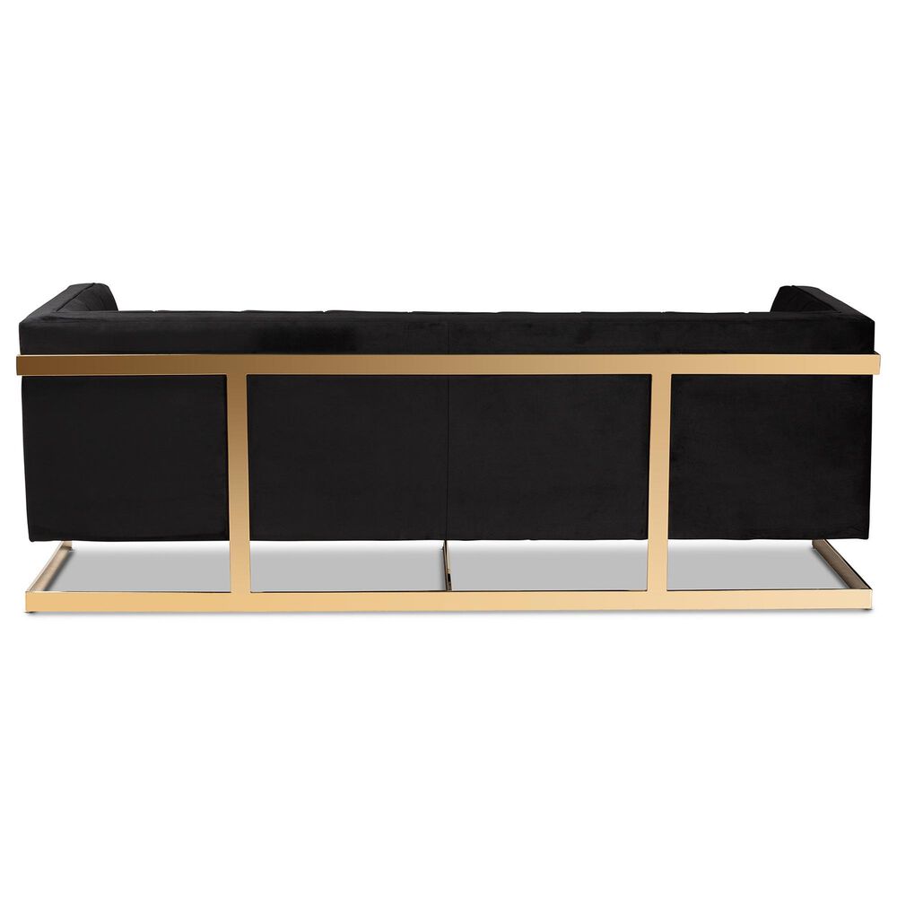 Baxton Studio Ambra Stationary Sofa in Black Velvet, , large