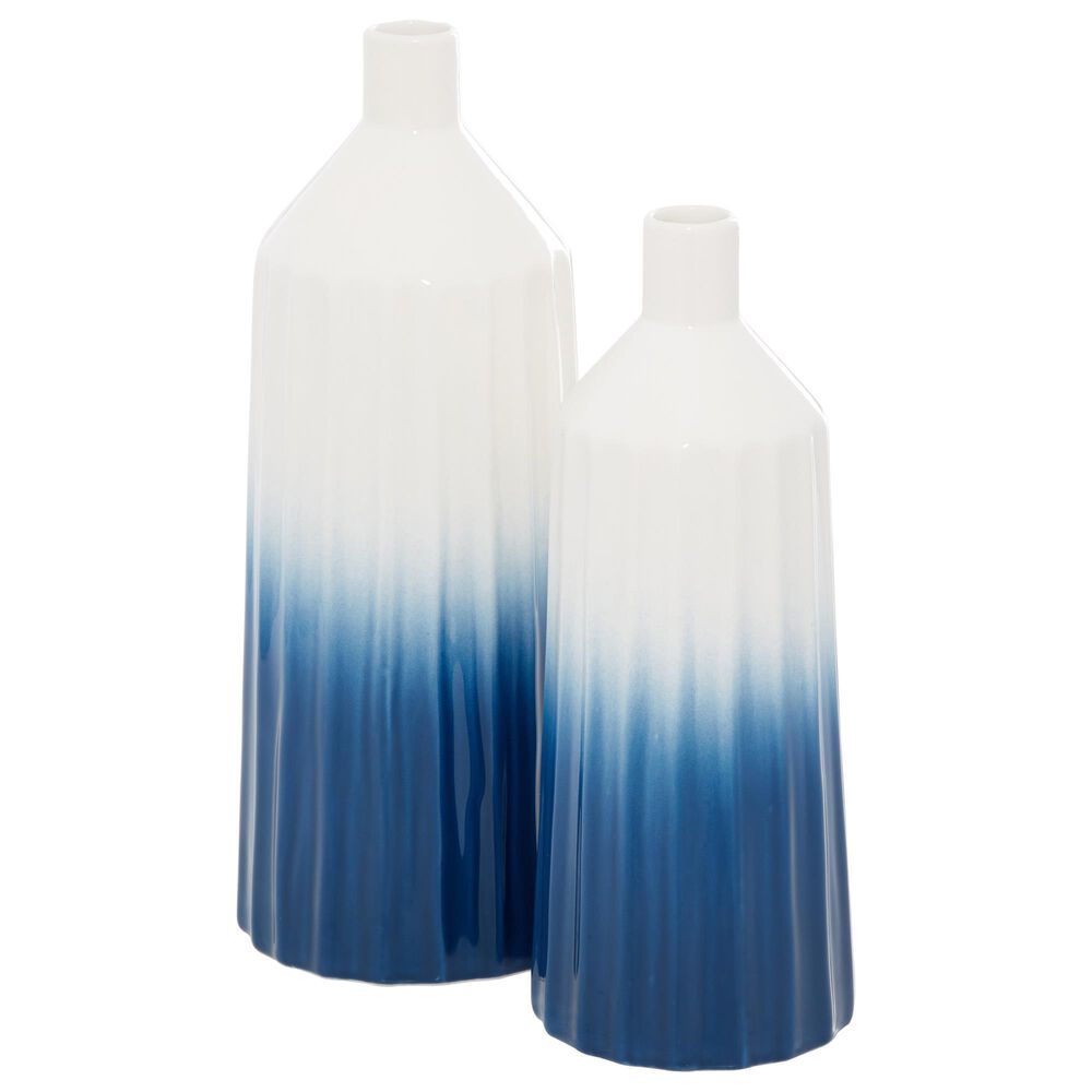 Novogratz 16&quot; Coastal Vase in Royal Blue and White &#40;Set of 2&#41;, , large