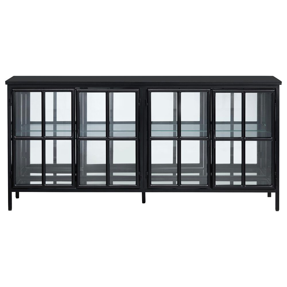 Crestview Collection Hopkins 4-Door Sideboard in Black and Clear, , large