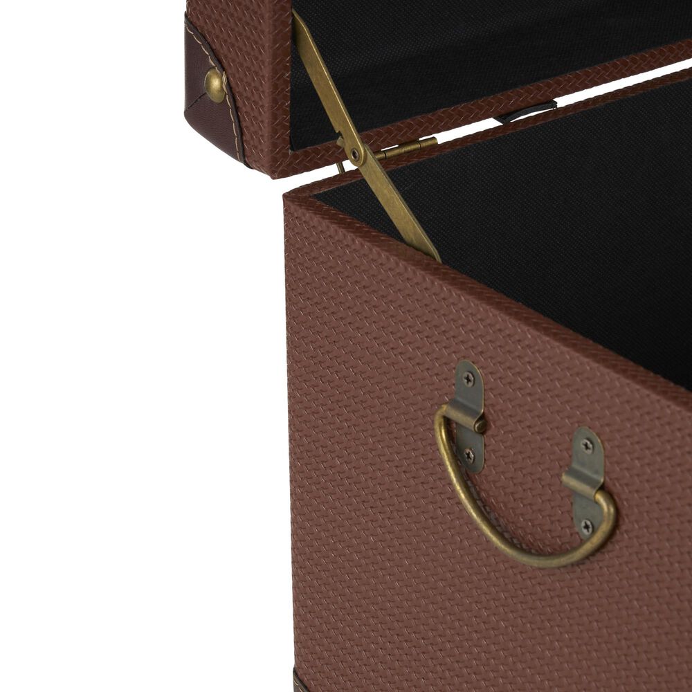 Maple and Jade 3-Piece Vintage Studded Woven Storage Decorative Trunk Set in Blue, Cream, and Maroon, , large