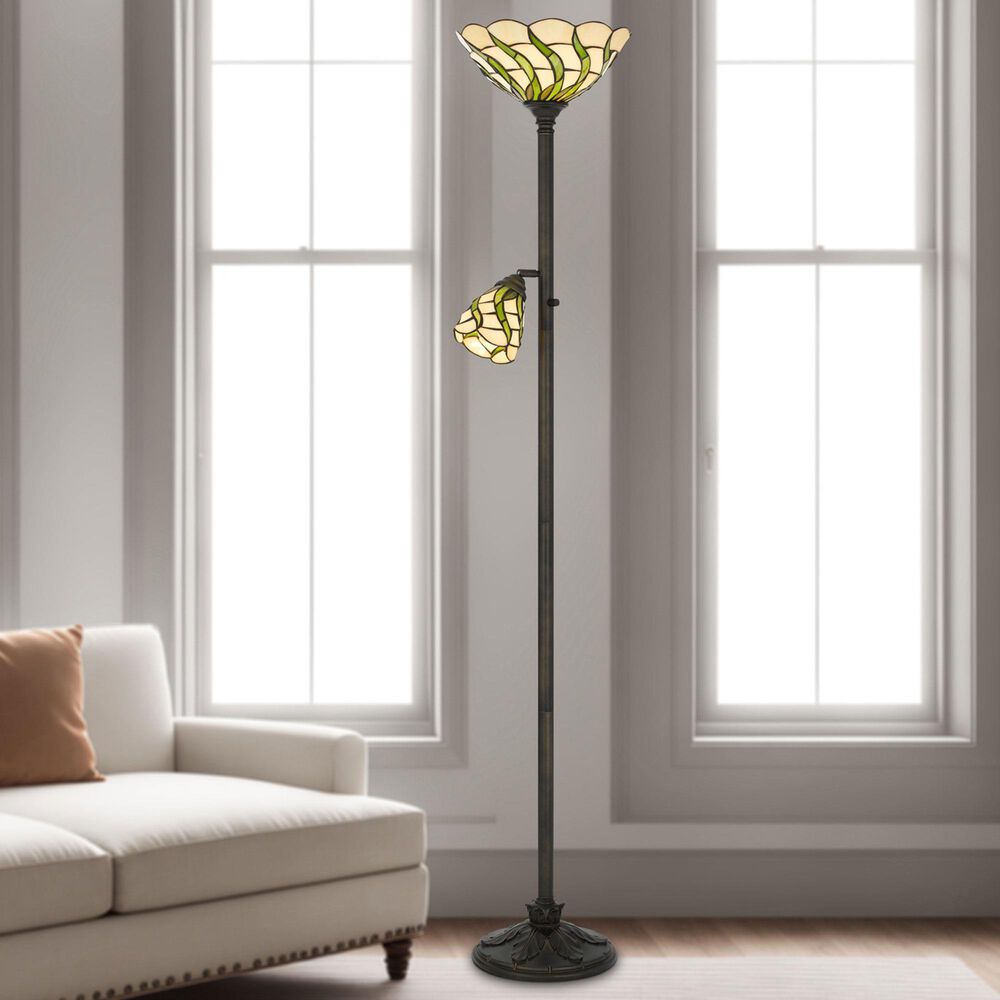 Cal Lighting Galgate Tiffany Floor Lamp in Matte Black, , large