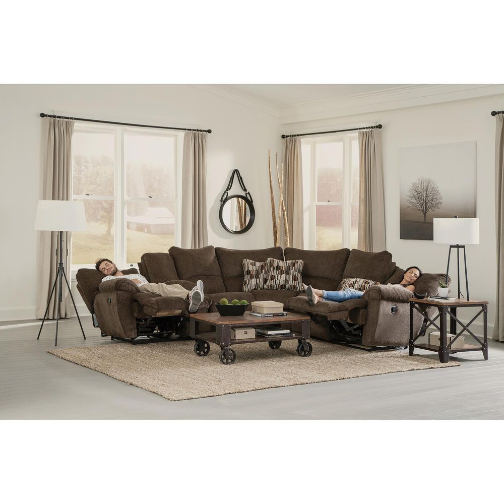 Catnapper Elliott 2-Piece Manual Lay Flat Reclining Sectional in Chocolate, , large