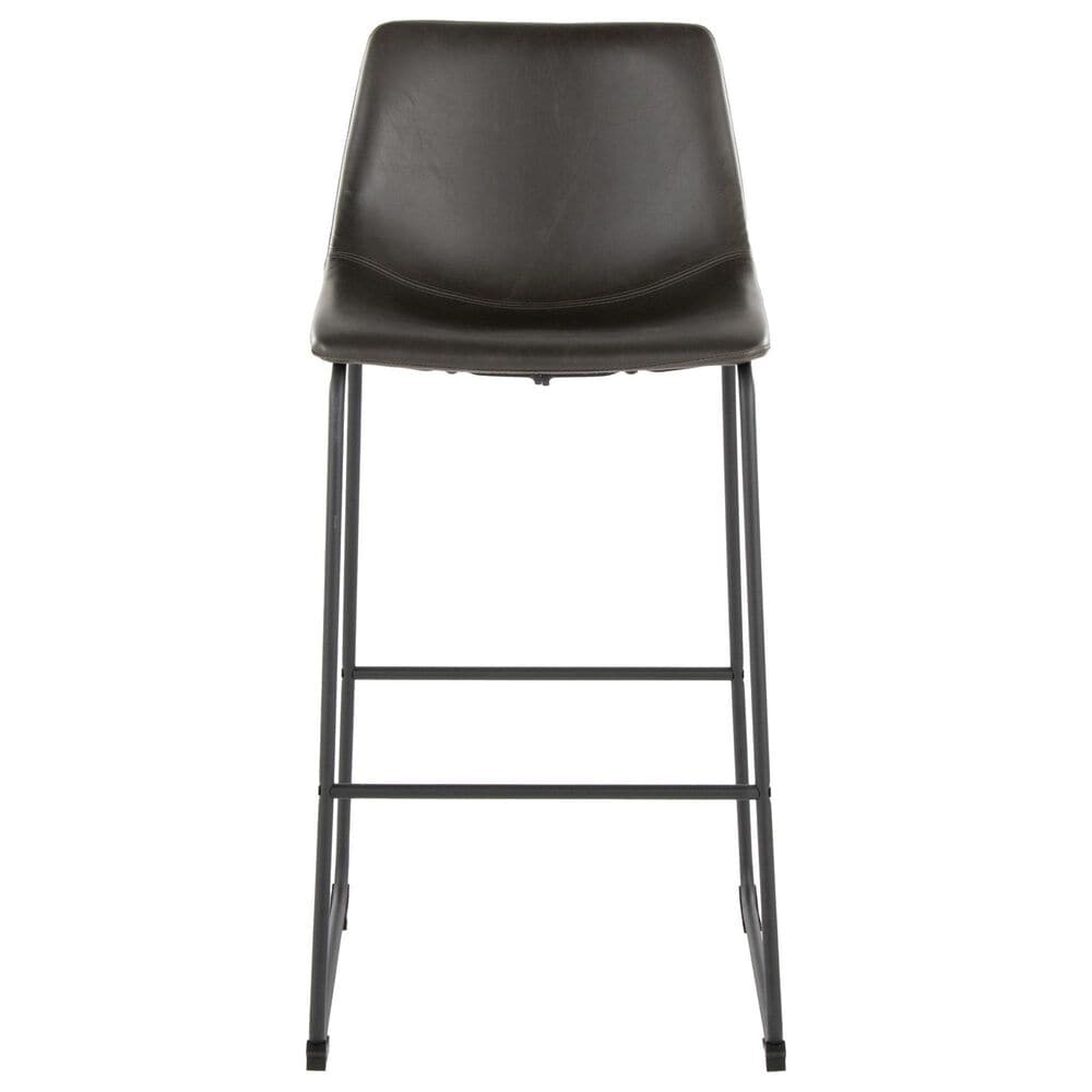Lumisource Duke Fixed-Height Barstool with Grey Cushion in Black, , large