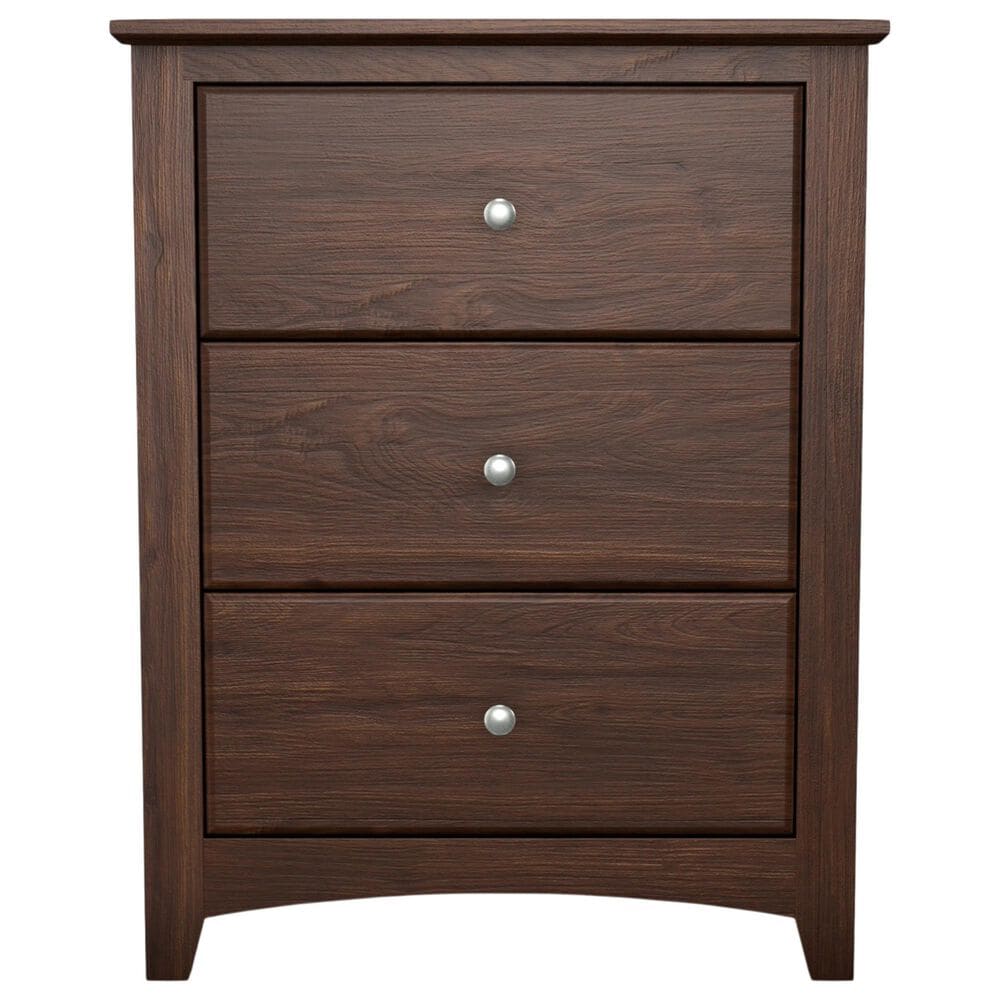 Archbold Furniture Shaker 3 Drawer Wide Nightstand in Brown Mahogany, , large