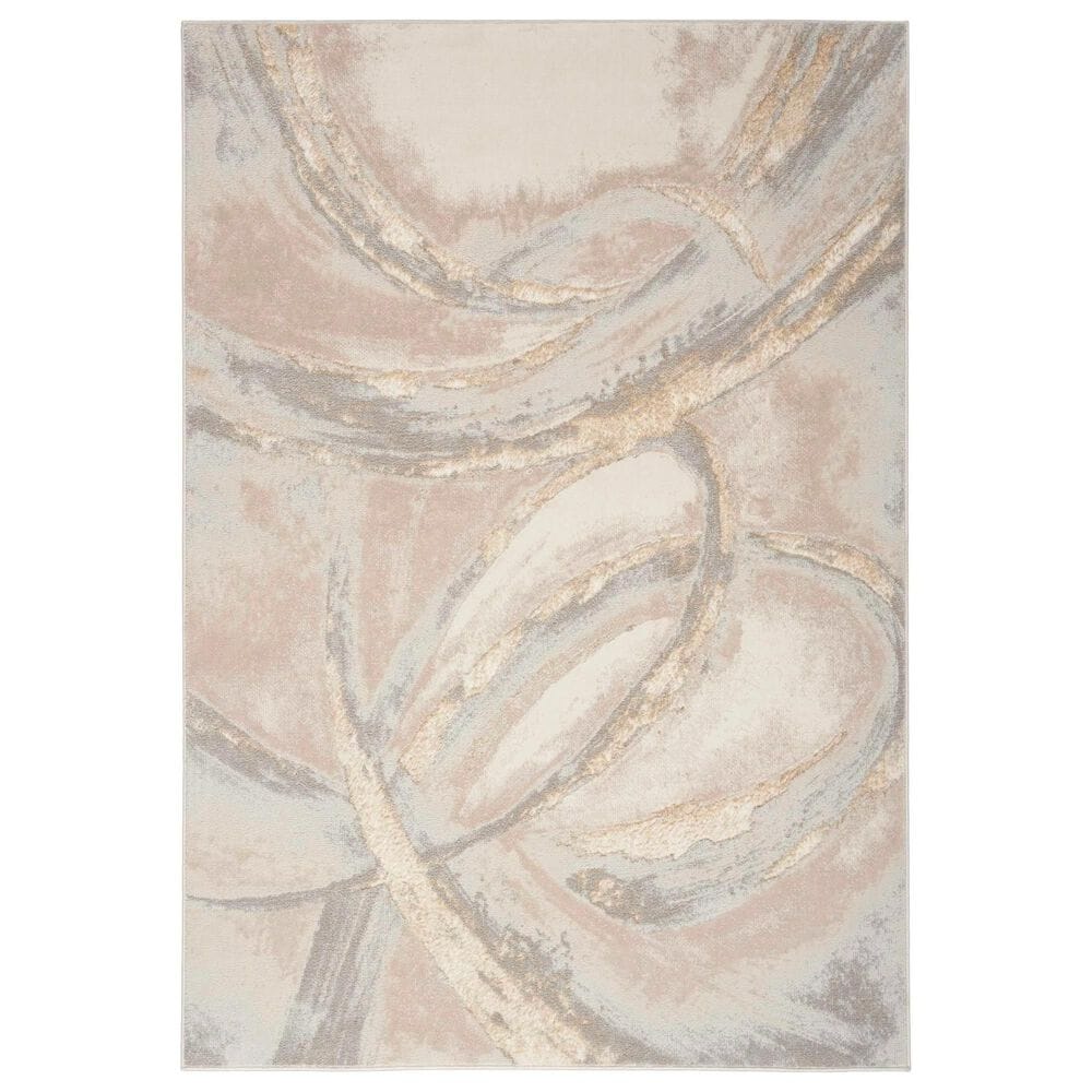 Nourison Brushstrokes 2"2" x 7"6" Beige and Grey Runner, , large