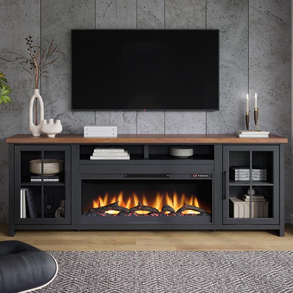 Legends Furniture Essex 97&quot; Fireplace TV Stand in Black and Whiskey, , large