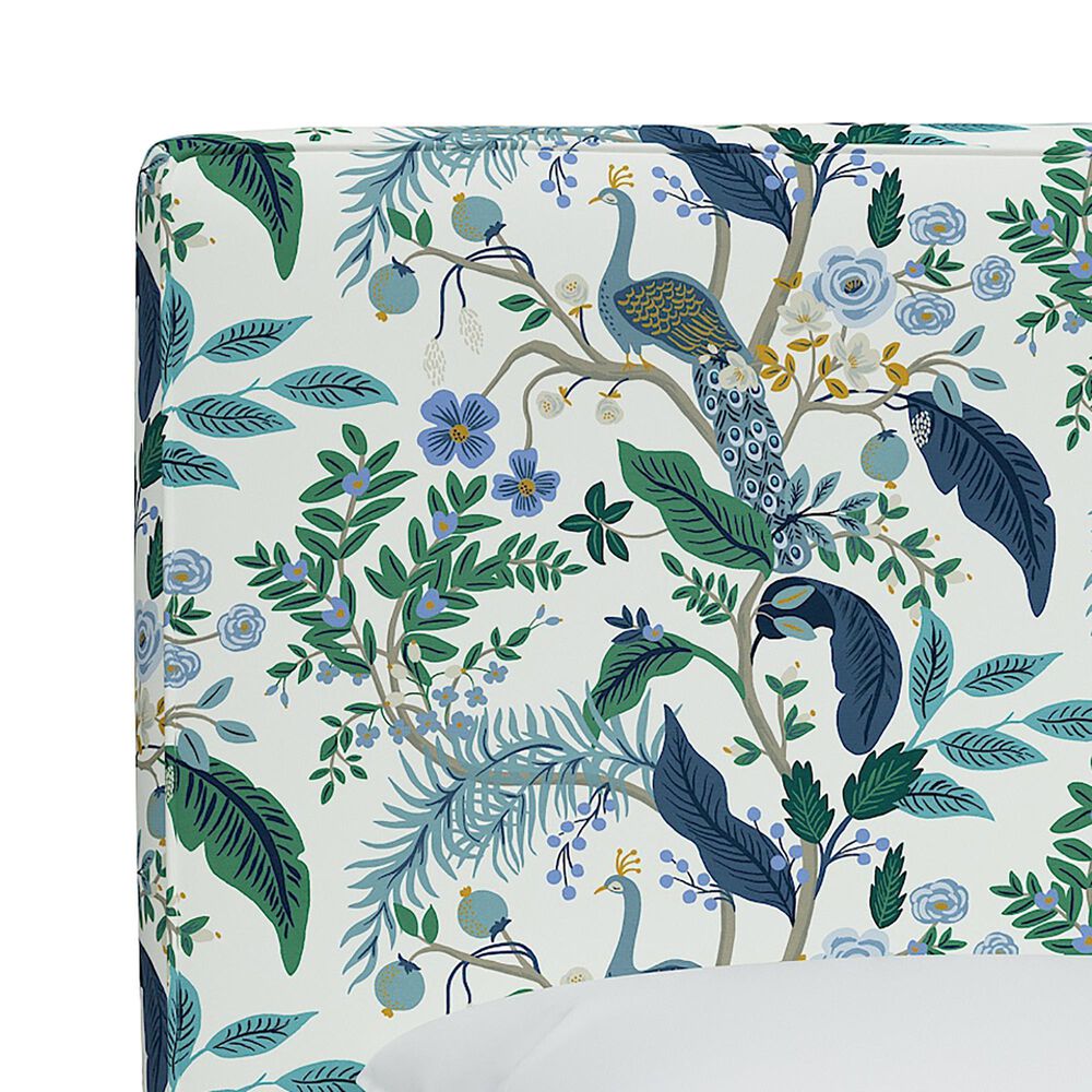 Rifle Paper Co Crafted by Cloth &amp; Company Elly Twin Headboard in Peacock Blue/White, , large