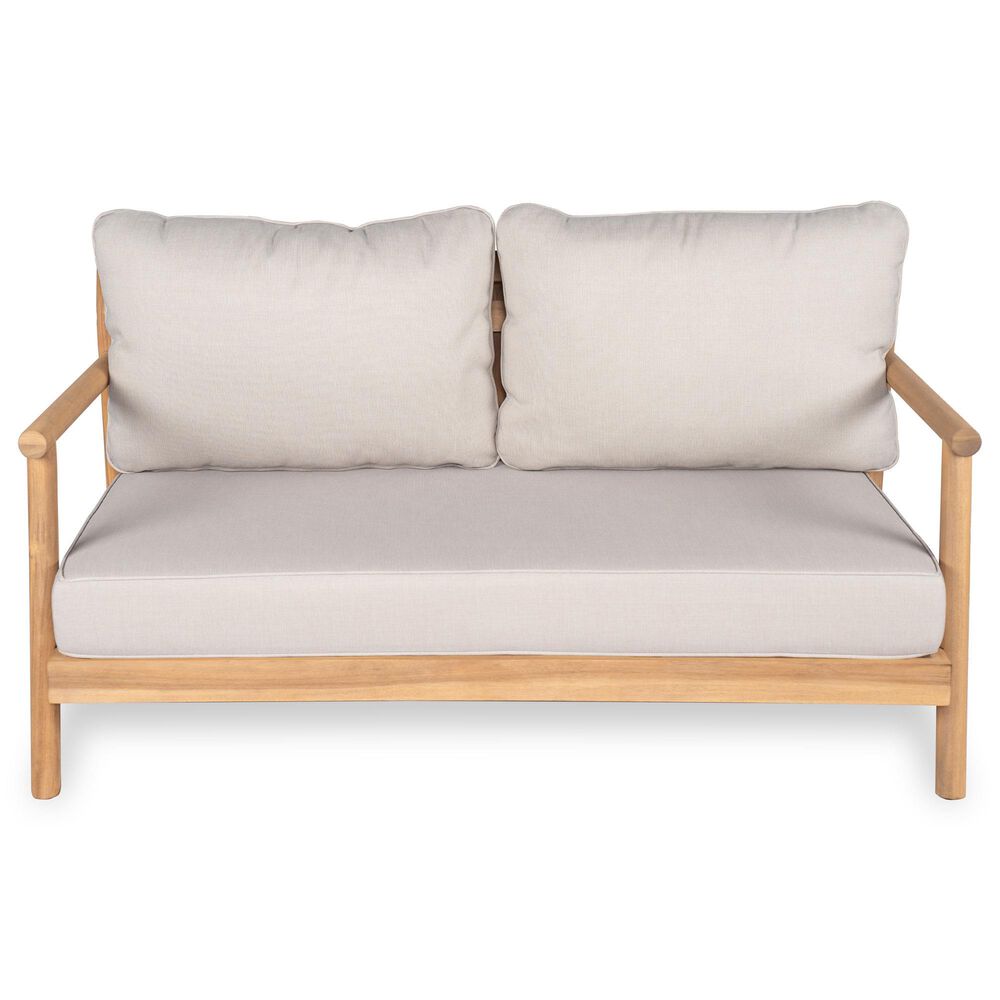 Hearth and Haven Outdoor Loveseat with Cushions and Teak Frame in Beige, , large