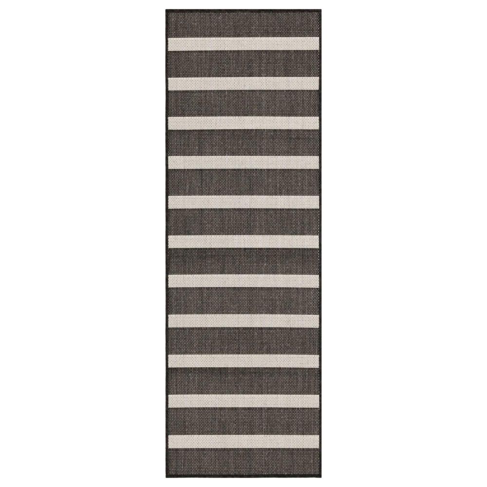 Nourison Positano POS03 Black and Ivory 2" x 6" Indoor/Outdoor Runner, , large
