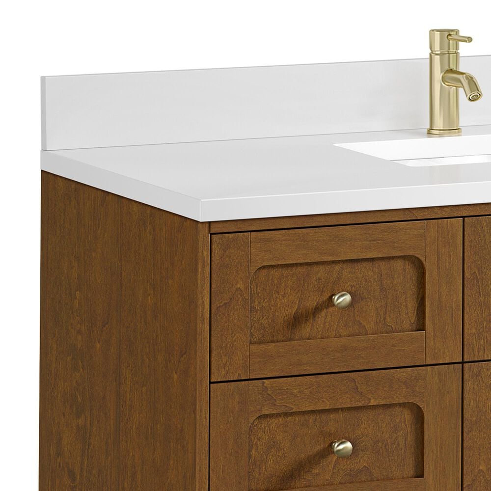 James Martin Laurent 48" Single Bathroom Vanity in Honey Oak with Single Hole 3 cm White Zeus Silestone Top and Rectangular Sink, , large
