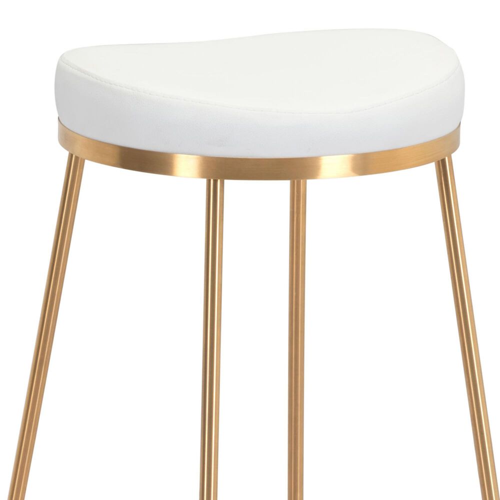 Zuo Modern Bree Barstool in White and Gold &#40;Set of 2&#41;, , large