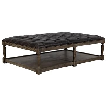 Vintage Furnishings Thomas Rectangle Leather Ottoman, , large