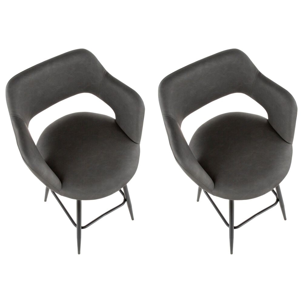 Lumisource Margarite Counter Stool with Grey Cushion in Black &#40;Set of 2&#41;, , large