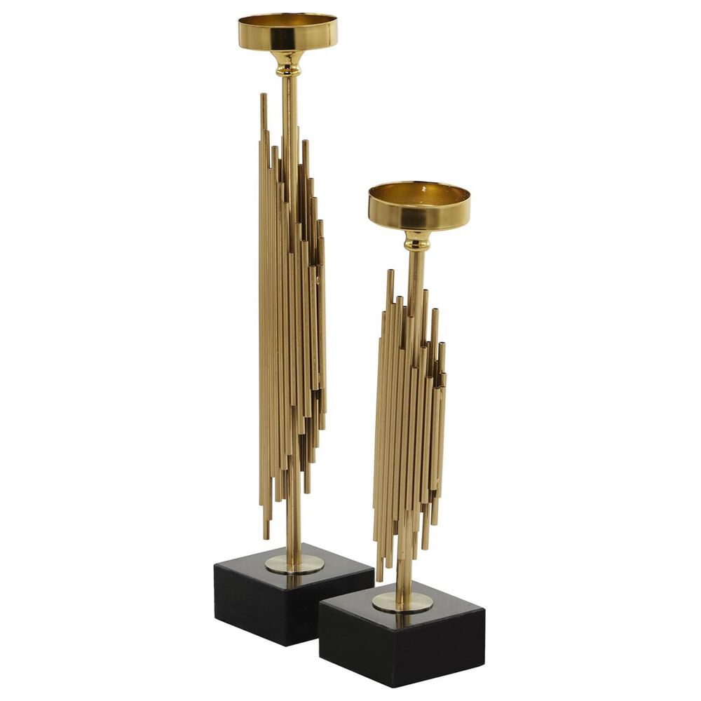 Maple and Jade Vertical Candle Holder in Polished Gold and Black (Set of 2), , large