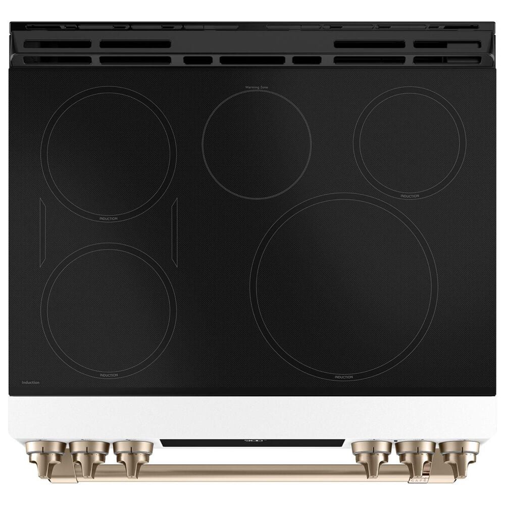 Cafe 30" Slide-In Front Control Induction and Convection Range in Matte White, , large