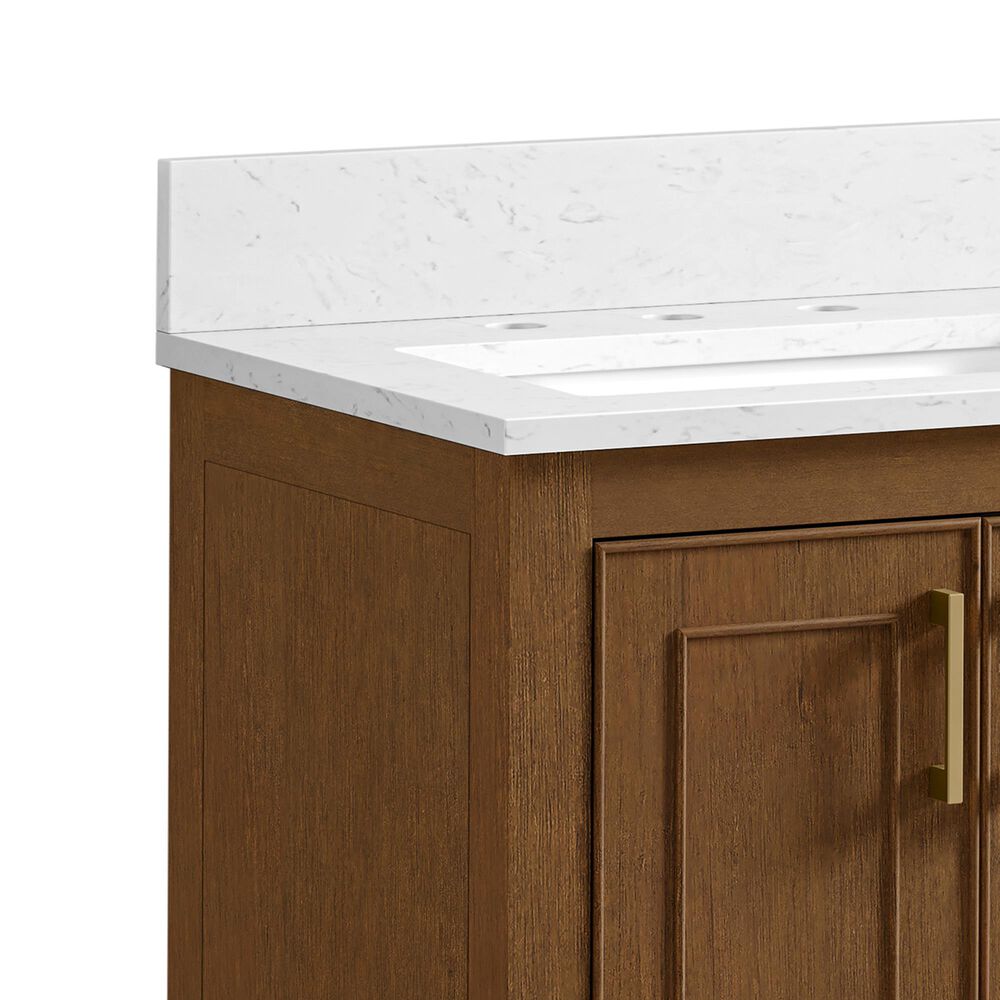 37B Lucerne 24" Single Bathroom Vanity Cabinet in Dark Maplewood with Marble Top and Backsplash, , large