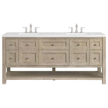 James Martin Vanities Breckenridge 72" Double Vanity in Whitewashed Oak with 3 cm White Zeus Quartz Top, , large
