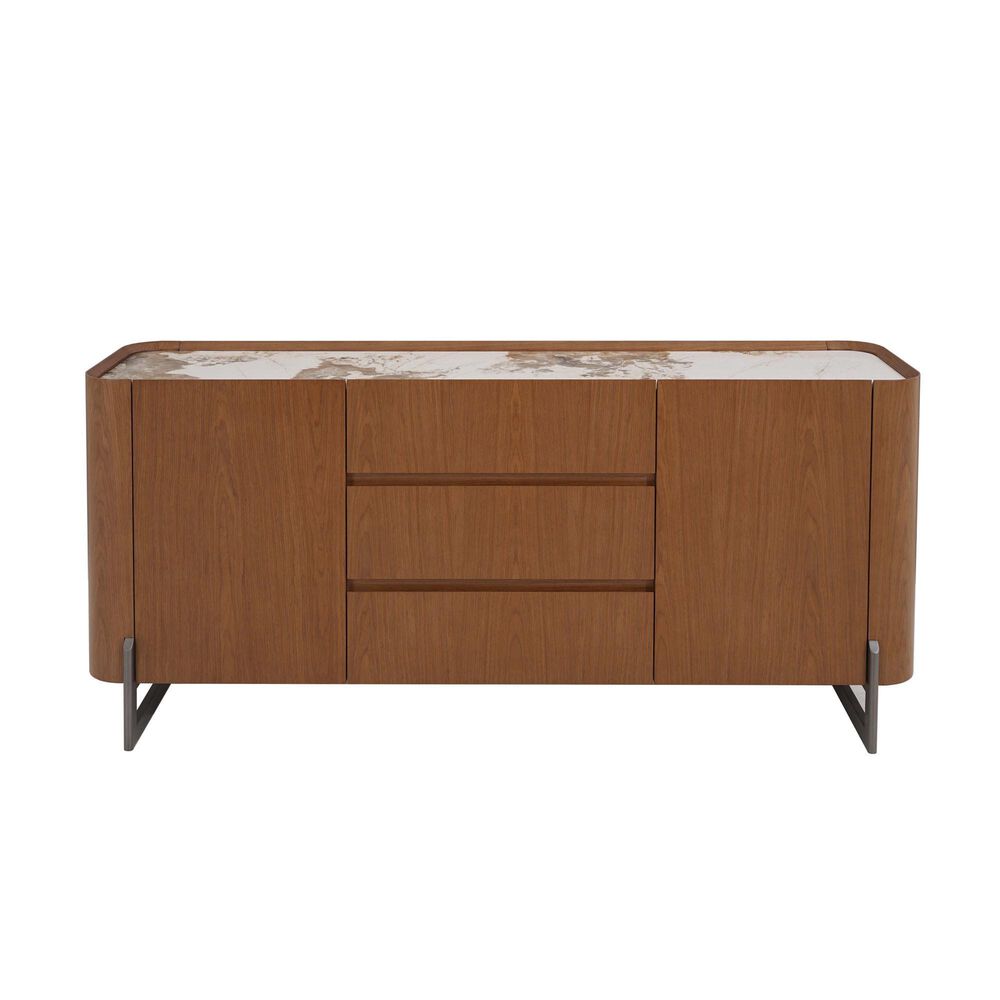 Chintaly Ruby 3-Drawer Buffet in Taupe, Walnut and Black, , large