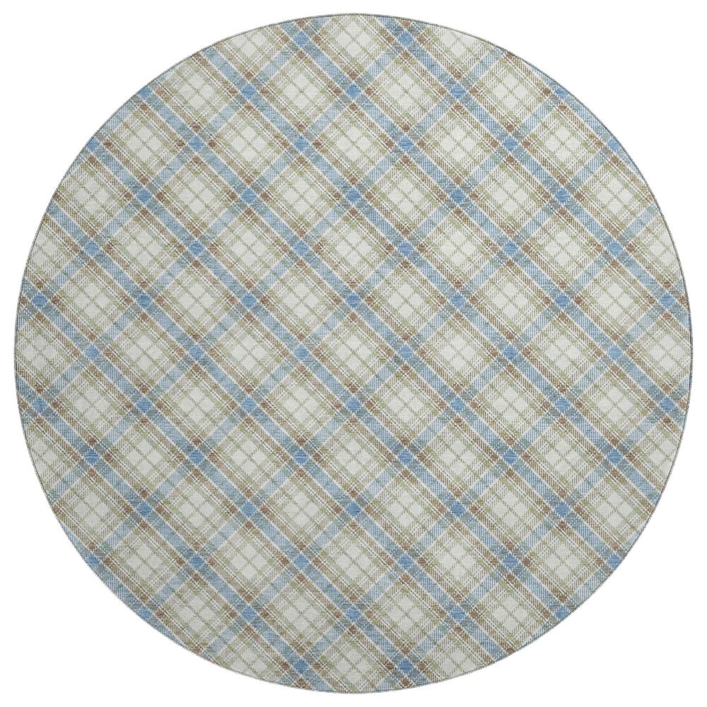 Dalyn Rug Company Soft Essentials Plaid Blue 8" Round Indoor/Outdoor Area Rug, , large