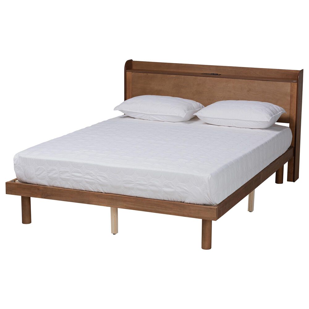 Baxton Studio Decker Full Platform Bed in Walnut Brown, , large