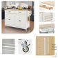 HOMLUX 54" Kitchen Island Cart with Solid Wood Top and Locking Wheels in White, , large