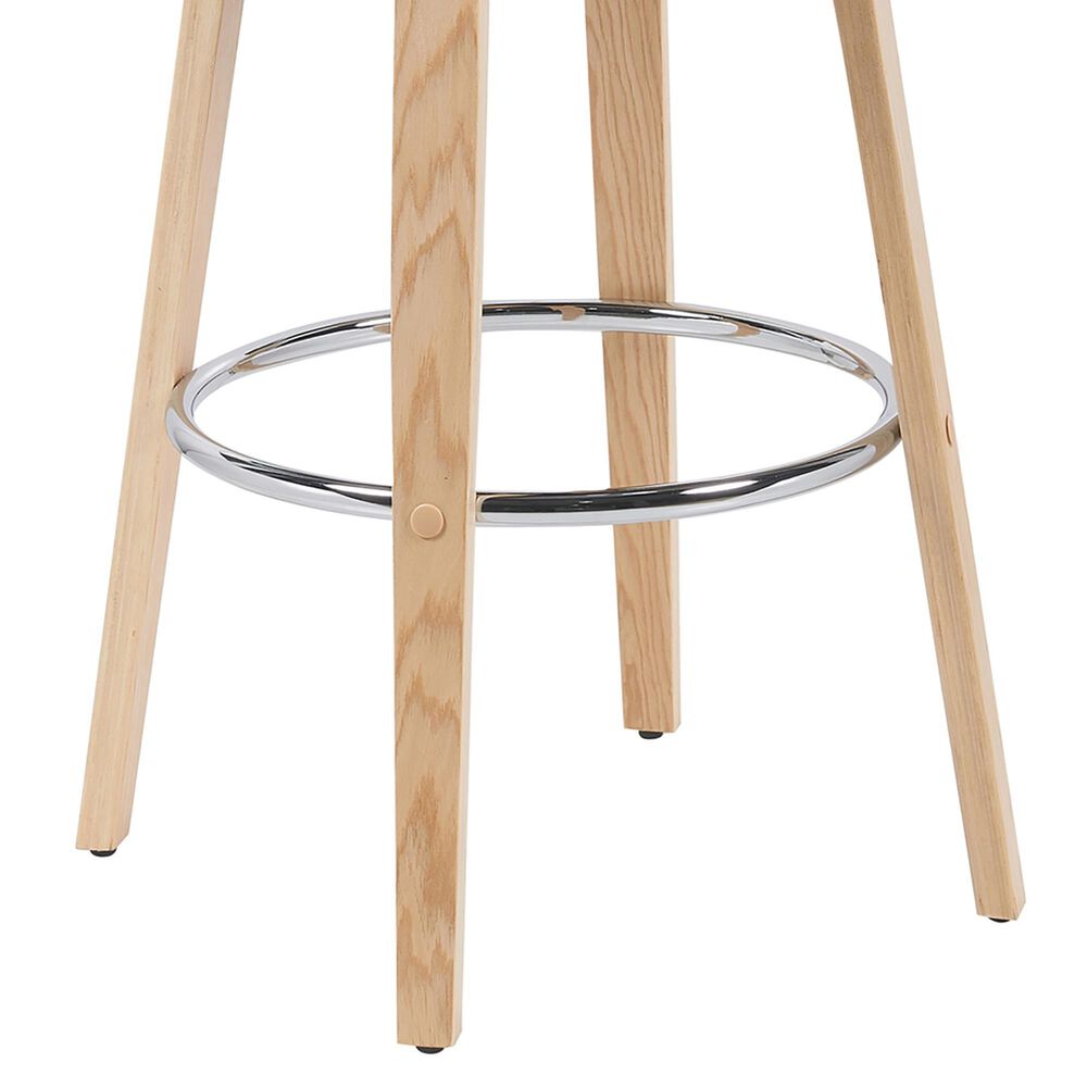Armen Living Sonia Swivel Bar Height Stool with Blue Upholstery in Oak, , large
