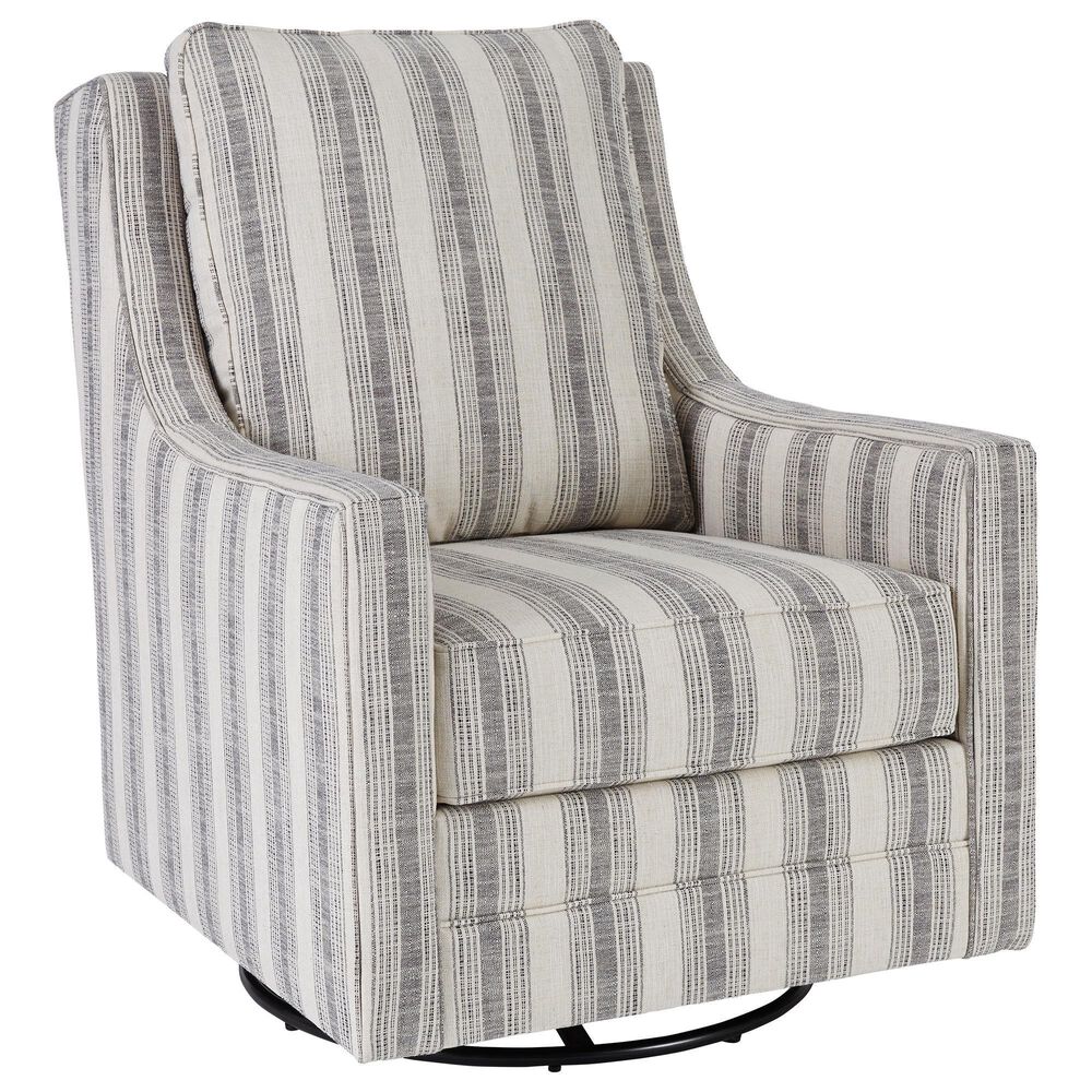 Ashley Kambria Swivel Glider Accent Chair in Canyon Ranch Ivory/Black NFM
