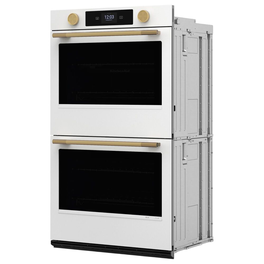 KitchenAid 30" Smart Double Wall Oven with Assisted Cook Cycles in Porcelain White, , large