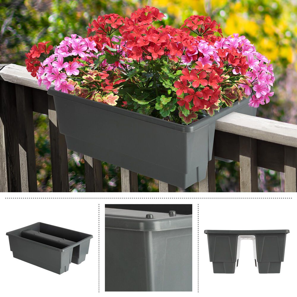 Timberlake 6-Gallon Deck Railing Planter in Gray, , large