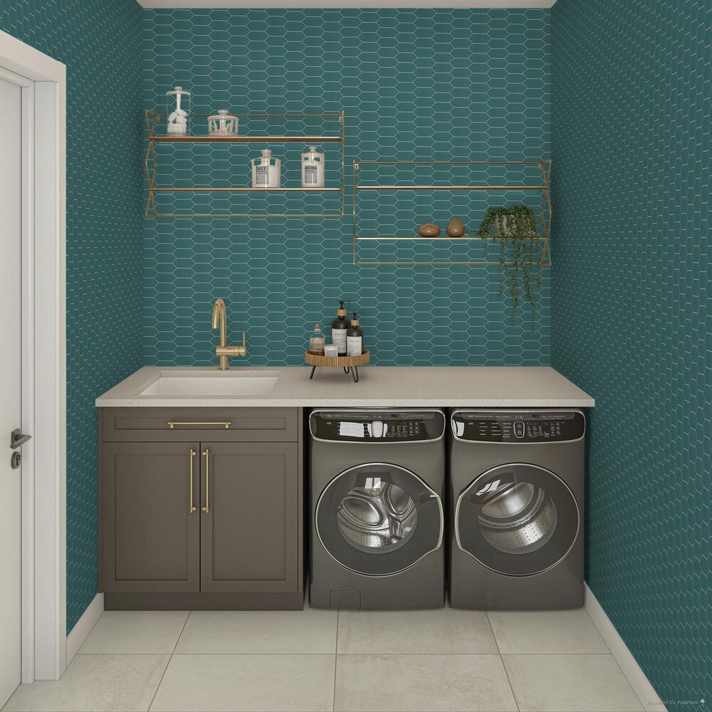 Dal-Tile Mythology Aura 2&quot; x 5&quot; Picket Undulated on 11.125&quot; x 12.25&quot; Ceramic Mosaic Sheet, , large