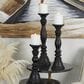 Maple and Jade 12", 15", 18" Turned Style Pillar Decorative Candle Holder in Black (Set of 3), , large