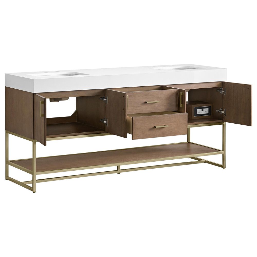 37B Mauri 72" Double Bathroom Vanity with Metal Base in Walnut Drift with High-Profile 4" White Composite Stone Top, , large