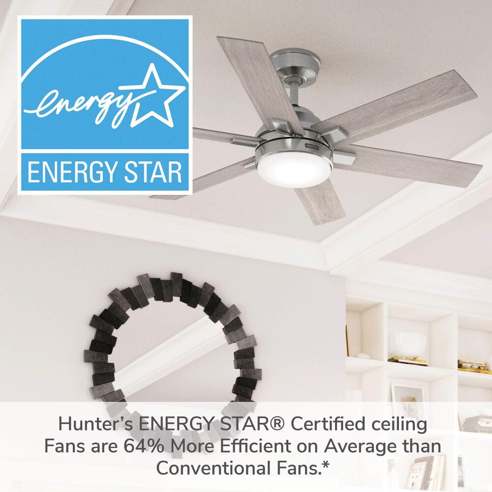 Hunter Georgetown 52&quot; Ceiling Fan with LED Light in Brushed Nickel, , large