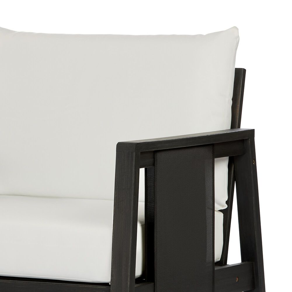 HOMLUX Outdoor Club Chair with Black Textilene Accents in White, , large