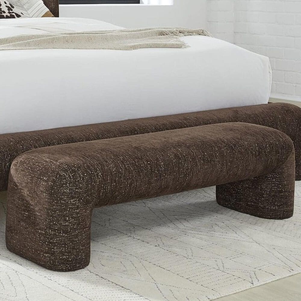 Urban Home Anansi Mocoa Upholstered Bench in Mongoose, , large
