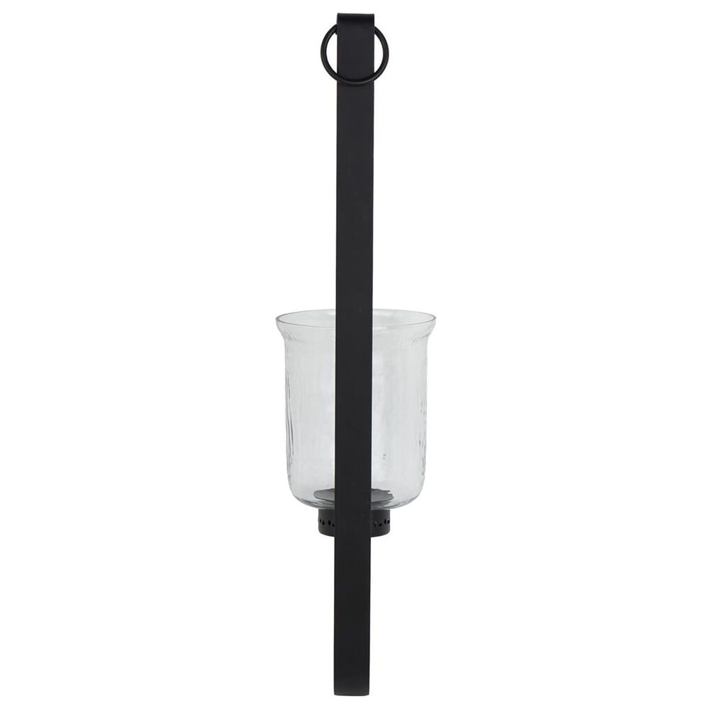 Maple and Jade 31&quot; Handmade Pillar Scroll Indoor/Outdoor Wall Sconce in Matte Black and Clear, , large