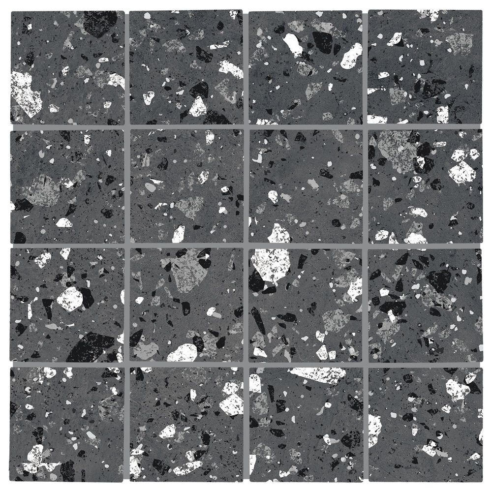 Dal-Tile Poke Raven Flecks 3" x 3" Straight Joint on 12" x 12" Porcelain Mosaic Sheet, , large