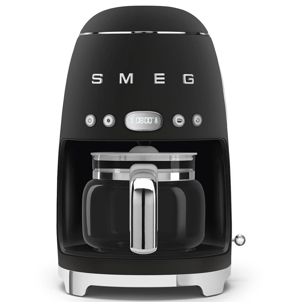 SMEG 47.34 Oz Drip Coffee Maker in Black and Polished Chrome, , large