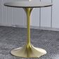 Leisuremod LeisureMod Verve Collection 27 Round Dining Table, Brushed Gold Base with Sintered Stone Black Top, , large