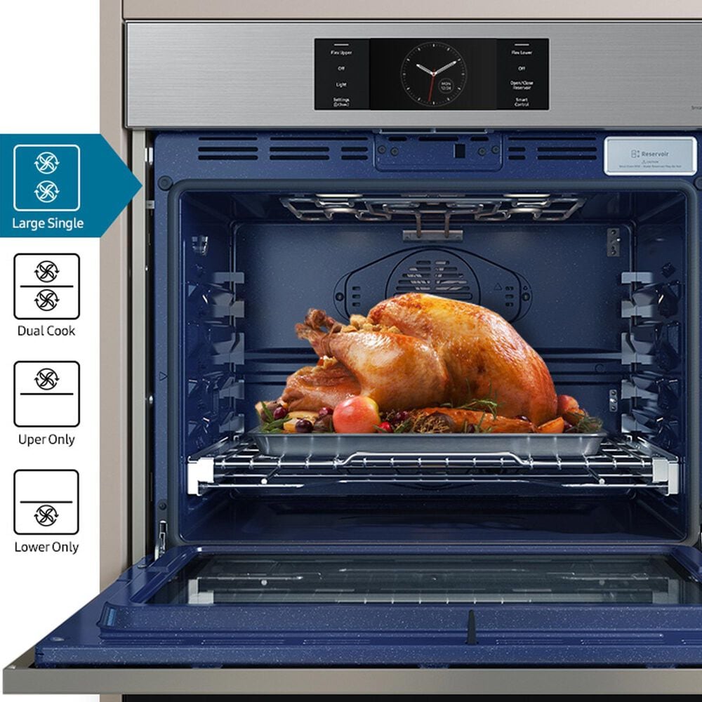 Samsung Bespoke 2-Piece Kitchen Package with Stainless Steel Bespoke 30" Double Wall Oven and Black 30" Induction Cooktop, , large