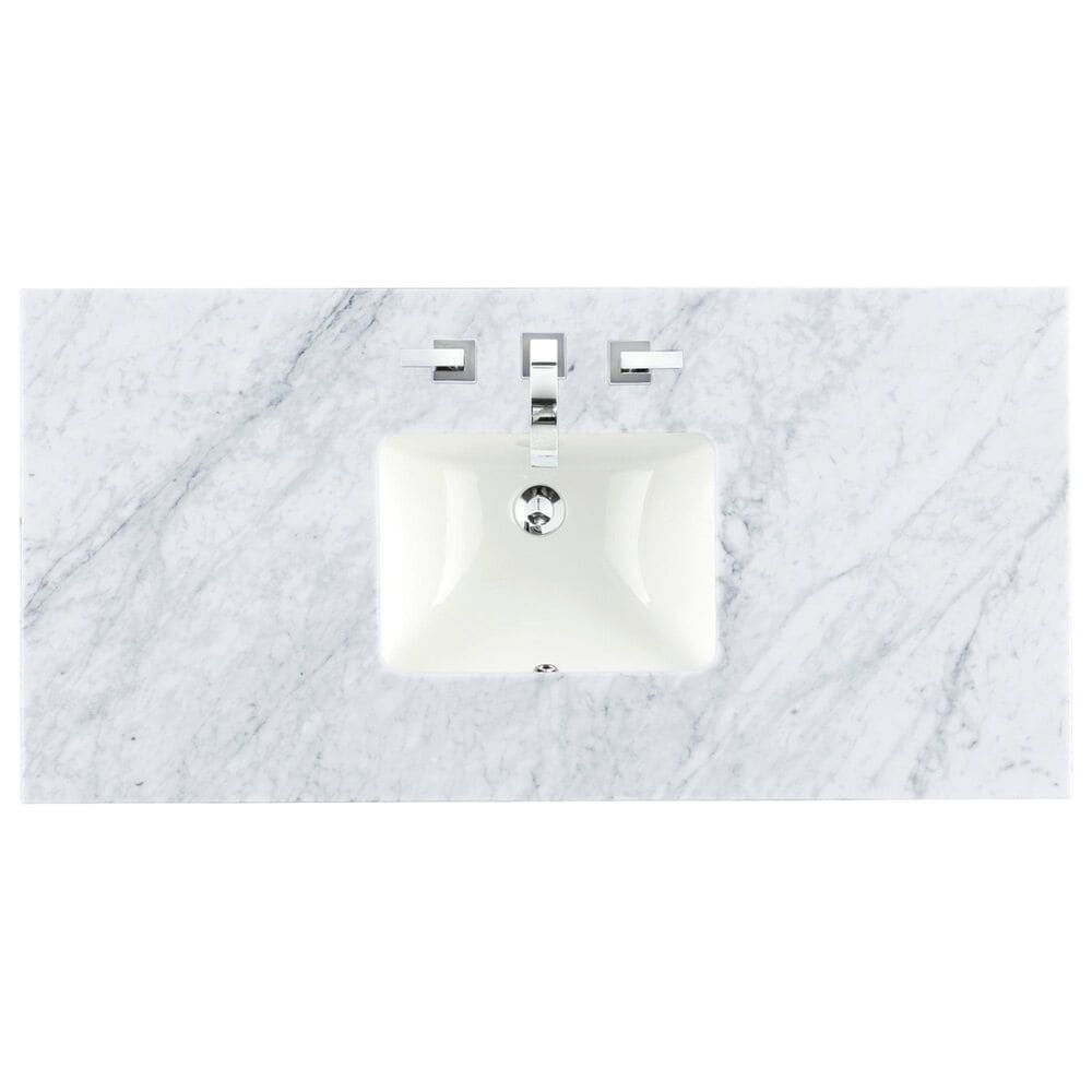 James Martin Vanities Emmeline 48&quot; Single Vanity in Pebble Oak with 3 CM Carrara White Marble Top, , large