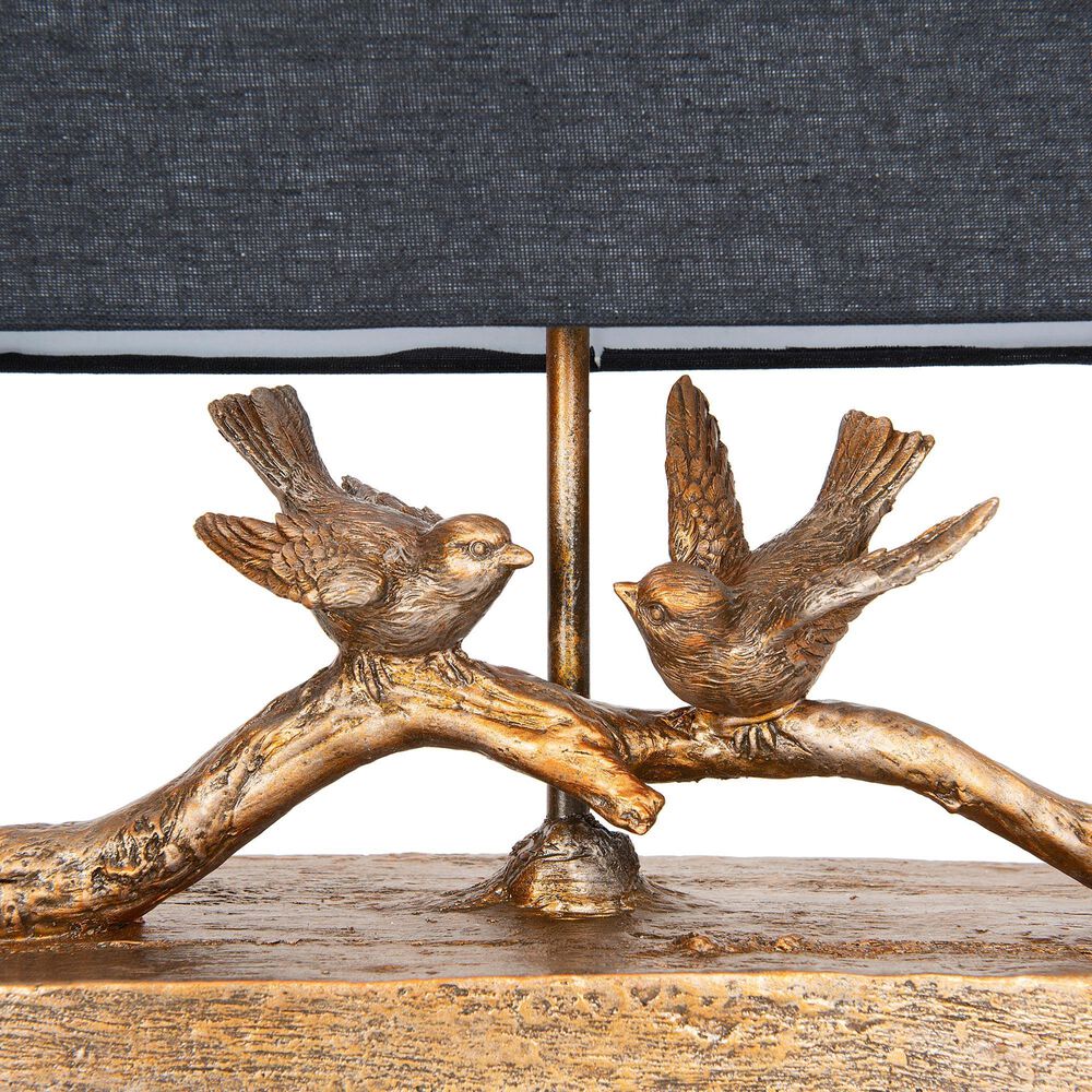 Creative Coop Bird Table Lamp with Rectangle Shade in Gold, , large