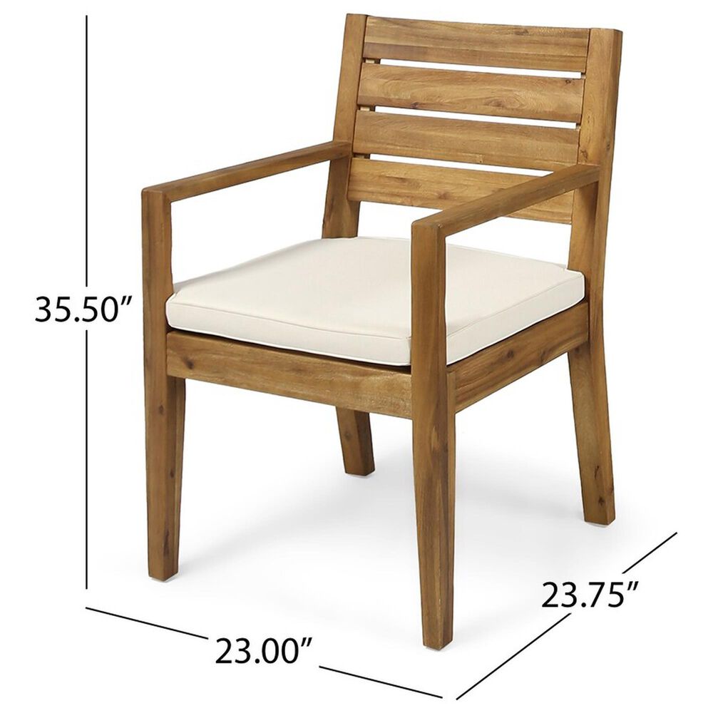 Hearth and Haven 7-Piece Outdoor Expandable Dining Set with Beige Cushions in Natural, , large