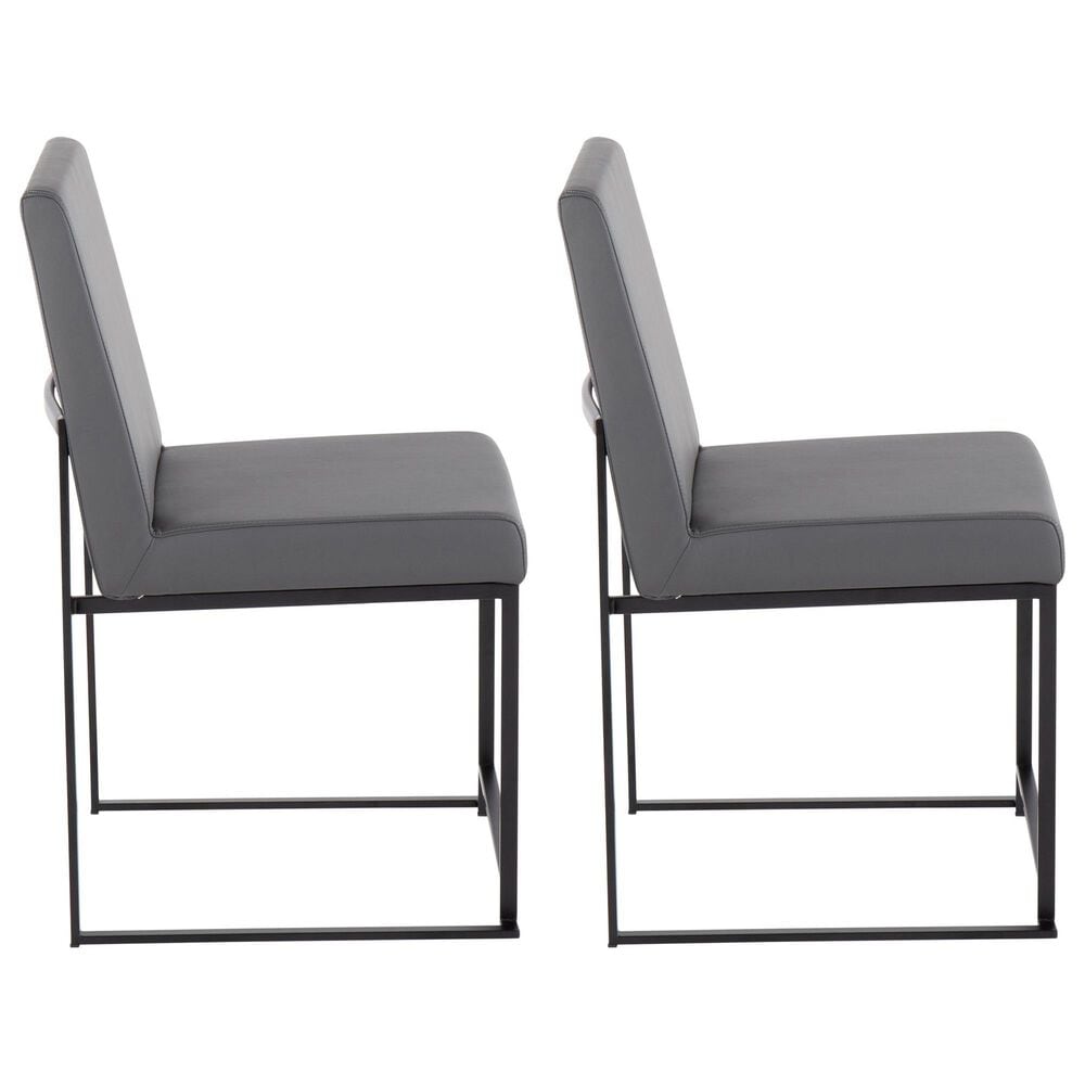LumiSource Fuji Side Chair with Grey Cushion in Black (Set of 2), , large
