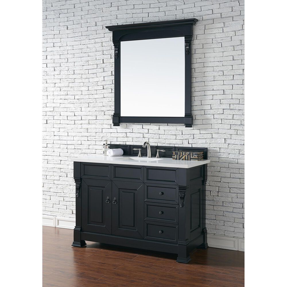 James Martin Vanities Brookfield 48&quot; Single Bathroom Vanity in Antique Black with 3 cm White Zeus Quartz Top and Rectangular Sink, , large